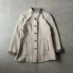 Vintage ミドルコート ウール アンゴラ ヒョウ柄 カジュアル レトロ古着のサムネイル