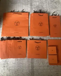 HERMES ショッパー 紙袋 ショップ袋 オレンジ ギフト袋 特大 大 8枚