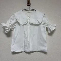 NICE CLAUP フリル襟 半袖シャツ