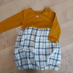 女の子 長袖 futafuta マスタード チェック ワンピース 80cm
