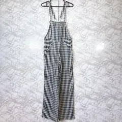 【オールドべティーズ】サロペット（青系）チェック柄　綿素材　調節可　パンツ