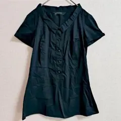 s0654【ザラベーシック】ウエストリボン付き半袖シャツ ストレッチのサムネイル