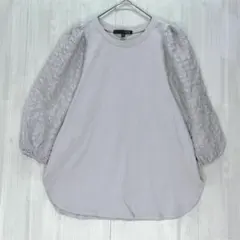シュガースプーン　パフスリーブ クルーネックカットソー　美品　5分袖　グレー