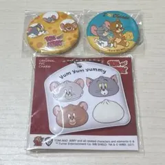 トムとジェリー 缶バッチ 缶バッジ キーホルダー チャーム 3個セット