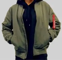 新品　ユニセックス　MA-1風　ジャケット　カーキ　SALE