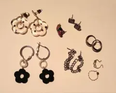 ピアス&イヤーカフセット 花柄、いちご