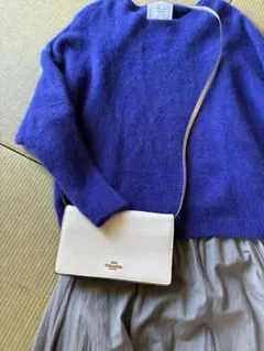 難あり格安COACH ホワイトショルダーバッグ　お財布バッグ