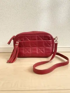 【本革・新品未使用】ZARA ザラ キルティング ショルダーバッグ フリンジ 赤