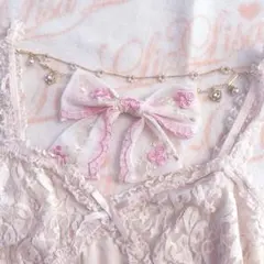 LIZLISA ハンドメイド　チャーム　リボン　ハートストーン　ピンクパール