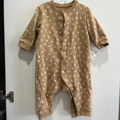 UNIQLO ベージュ ドット柄ロンパース 70