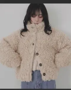 ベージュ ボアジャケット フリース