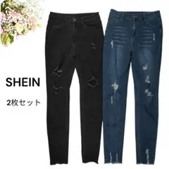 シーイン　SHEIN　ストレッチ　ダメージデニム　パンツ　2枚セット　14y