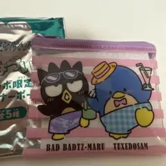 スシローはぴだんぶいファスナーポーチ　タキシードサム&バットバツ丸