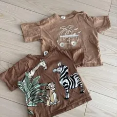 H&M ブラウンTシャツ2枚セット 9M