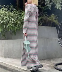 HELLO.SANFRANCISCO ロンTEE付きマルチボーダーキャミワンピ