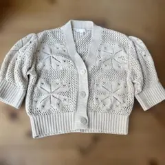 H&M 透かし編み五分袖カーディガン　ベージュ　S