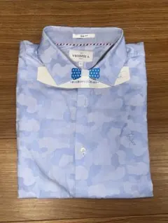 VICOMTE A. シャツ ライトブルー迷彩柄（水色カモフラージュ） ロゴ刺繍のサムネイル