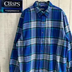 CHAPS 古着　ネルシャツ チェック柄 ブルー　L