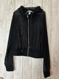 FOREVER 21 メッシュ ジップアップ パーカー ブラックのサムネイル