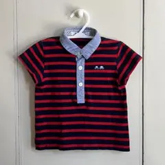 【美品】familiar ファミリア　ボーダー　ポロシャツ　デニム　車　80