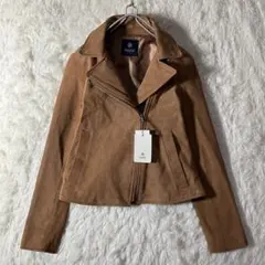 極美品 タグ付き ナノユニバース ダブルライダースジャケット スエード 羊革 S