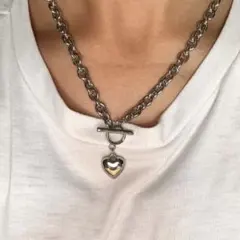 ハートチャーム マンテル チェーンネックレス