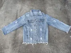 ライトブルー ダメージ加工 デニムジャケット