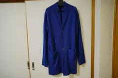 ウール100%　ニットコート　青