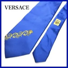 VERSACE ヴェルサーチ　ネクタイ　メデューサ　シルク　ブルー　光沢
