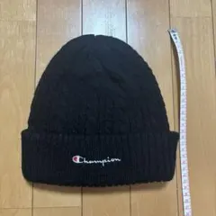 Champion 黒 ニット帽 ケーブル編み