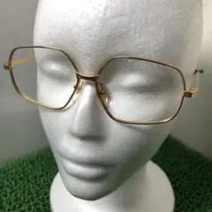 ゴールドメタルフレーム 四角形メガネ