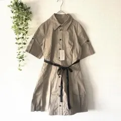 【未使用】 FIRST REVUE ワンピース 【L】シャツ ロールアップ袖 綿