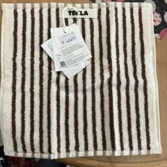 TEKLAストライプ タオルハンカチ茶のサムネイル