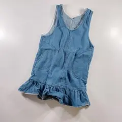 キッズ　デニム　ジャンパースカート　フリル　ワンピース　韓国子供服
