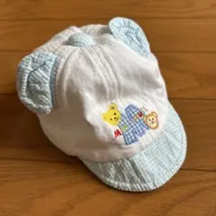ミキハウス 男の子　クマ耳付きベビーキャップ　新生児　42