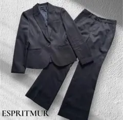 ESPRITMUR シャドーストライプ パンツスーツ 上下セットアップ 黒 7号