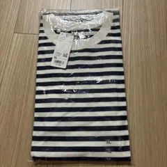 ユニクロ　オーバーサイズボーダーTシャツ　五分袖　XL ネイビー