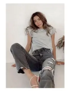 ALEXIA STAM ラップダメージデニムパンツ Mサイズ