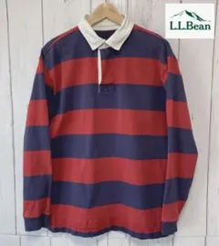 LL.Bean エルエルビーン　長袖ポロシャツ 赤　紺　ストライプ　ラガーシャツ