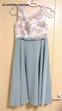 アンアナザーアンジェラス　花柄ボタニカル 切替リボン フレアワンピ