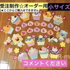 【受注制作】壁面飾り　保育　誕生日表　お誕生日おめでとう　カップケーキ　小サイズ