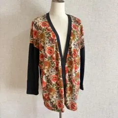 KURICA/フラワープリント ロング長袖カーディガン
