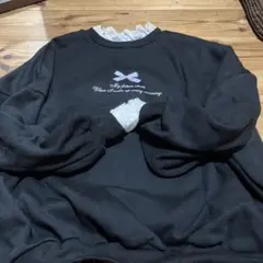 après jour レース付きブラックトレーナー