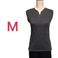 タンクトップ　Ｍ　グレー　ボーダー