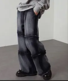 【Alfred Alex】ヴィンテージメイク タックセミフレアデニムパンツ M