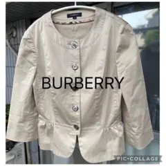 BURBERRY LONDON ペプラムノーカラージャケット 38 三陽商会