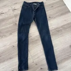 ユニクロ縦横ストレッチデニム スキニーパンツ ブルー レディース 66cm