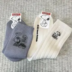PEANUTS スヌーピー ソックス 22-24cm グレー ホワイト