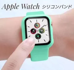 アップルウォッチ　シリコンバンド　apple　交換バンド　カバー　緑　時計