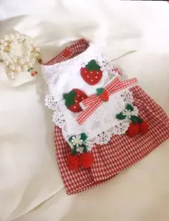 犬服 春夏秋冬服 イチゴ刺繍ありのワンピ